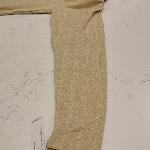 New Zac & Rachel Shirred Square Neck Bodice Top White Swan with Gold Lurex M - Picture 10 of 14